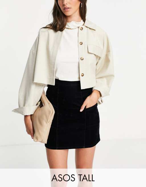 ASOS DESIGN Tall - Fluwelen minirok met hoge taille in marineblauw