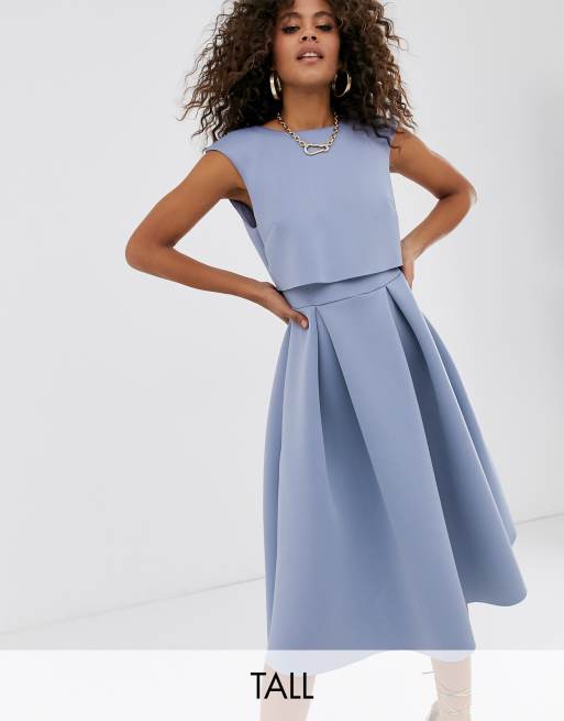 Fold back crop store top midi prom dress