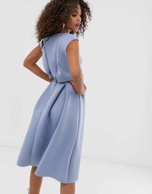 Fold back crop shop top midi prom dress