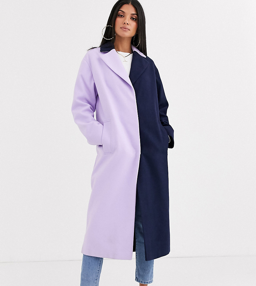 ASOS DESIGN – Tall – Frakke med farveblokke-Multifarvet
