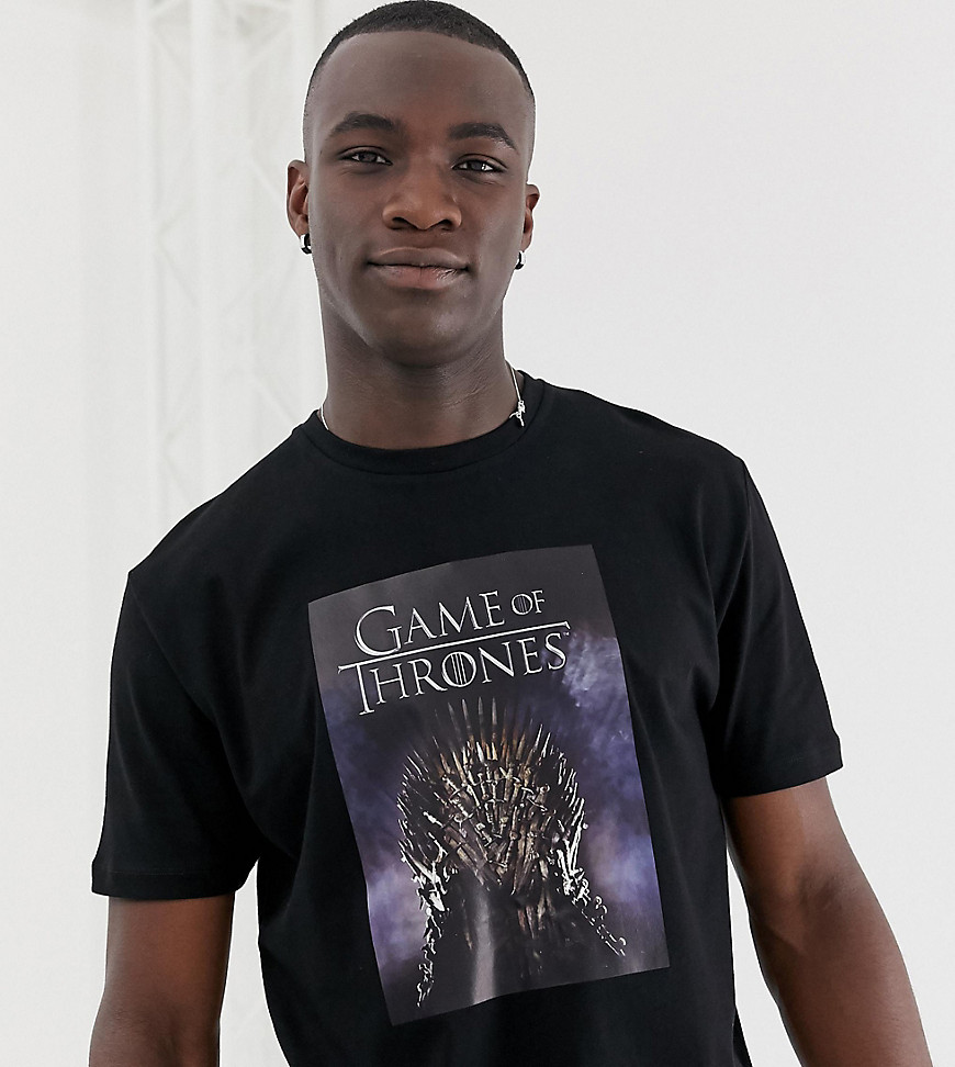 ASOS DESIGN Tall Game Of Thrones relaxed fit t-shirt-Black
