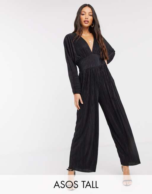 ASOS DESIGN Tall - Geplisseerde jumpsuit in kimono-stijl