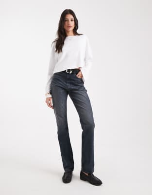 ASOS DESIGN Tall - Gerade Jeans im 90er-Stil in Blauschwarz-Marineblau