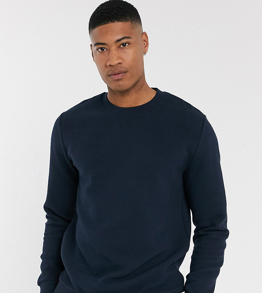 ASOS DESIGN Tall - Geribbeld sweatshirt in marineblauw