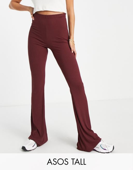  ASOS DESIGN Tall – Gerippte Schlaghose in Blutrot