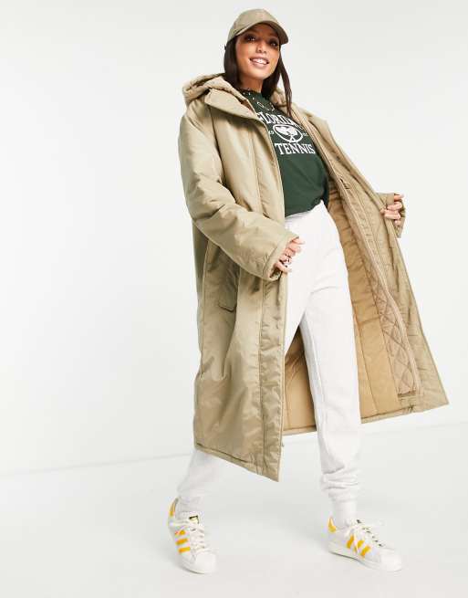 ASOS DESIGN Tall - Gewatteerde, dubbellaagse parka in stone, 4 van 4