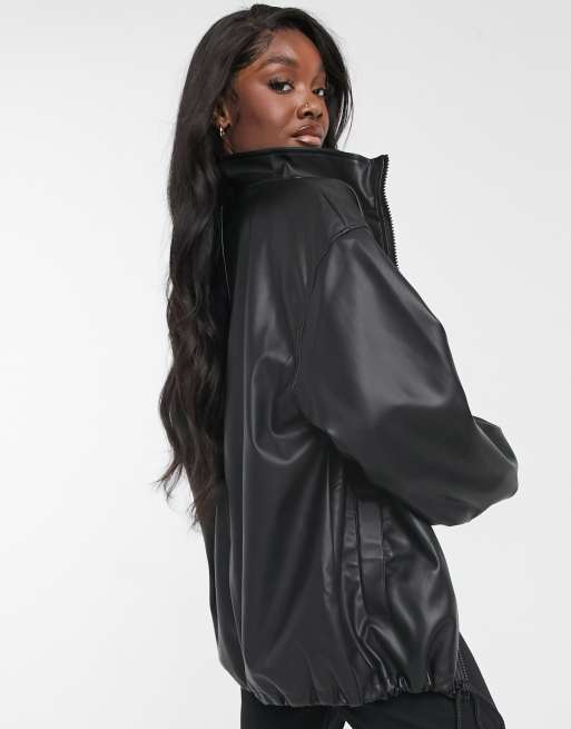 ASOS DESIGN Tall - Giacca bomber in pelle sintetica nera, 2 di 4
