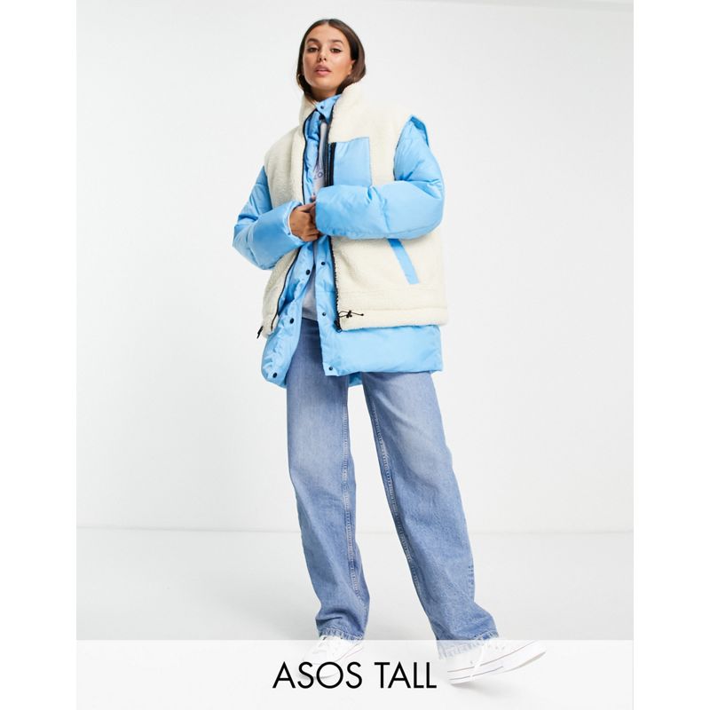 Cappotti e Giacche OR3KO DESIGN Tall - Giacca imbottita con gilet in pile borg rimovibile blu e crema