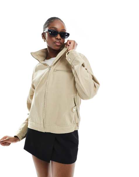 ASOS DESIGN Tall - Giacca oversize in twill color sabbia con scollo a imbuto - view 1
