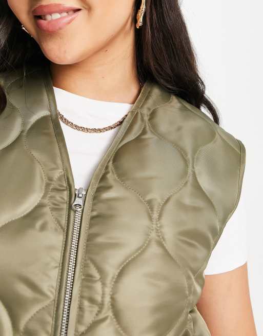 ASOS DESIGN Tall - Gilet trapuntato in nylon kaki, 3 di 4