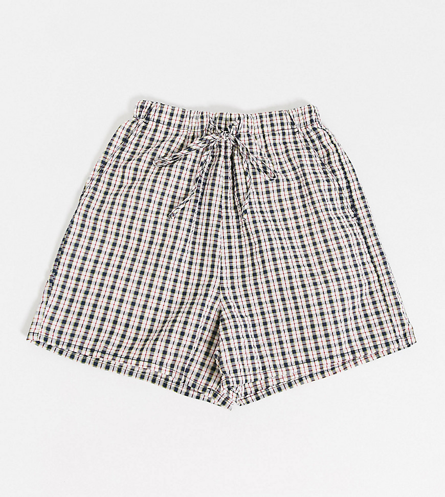 ASOS DESIGN Tall – Ginghammönstrade shorts i bäckebölja-Flerfärgad