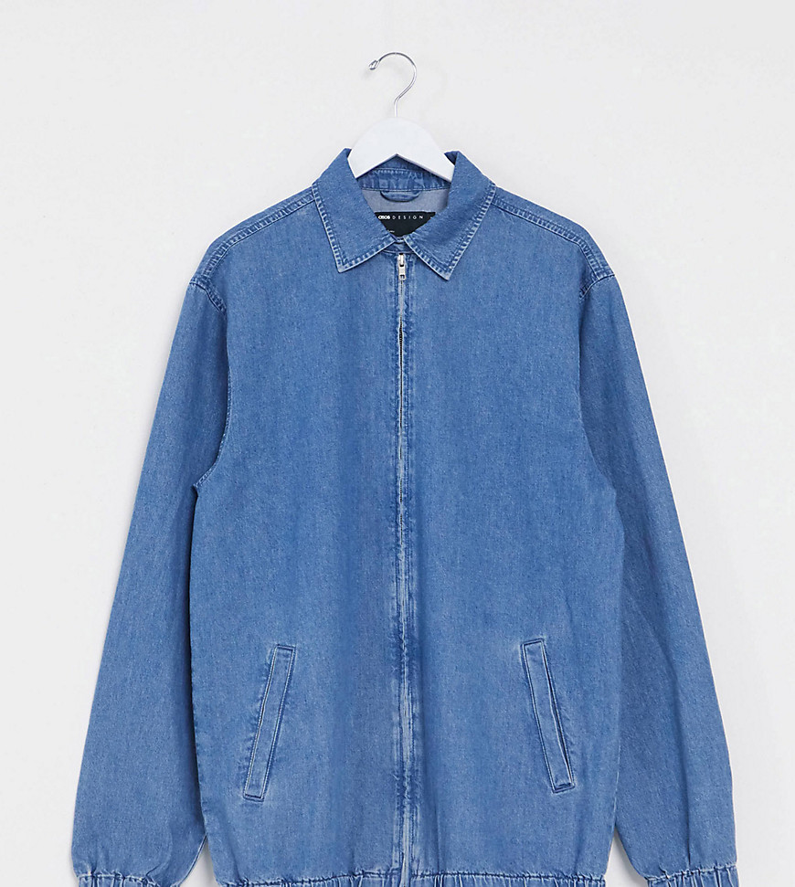 ASOS DESIGN Tall - Giubbino di jeans lavaggio blu medio
