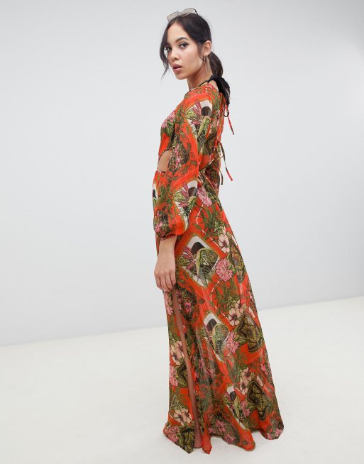 Glamorous and stylish floral printed chiffon maxi frocks designs and ideas