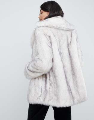 asos white faux fur coat