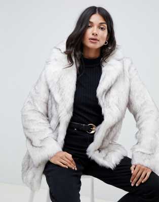 asos white faux fur coat