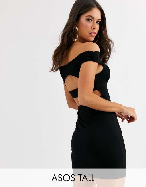 ASOS DESIGN one shoulder midi dress with back bra detail in