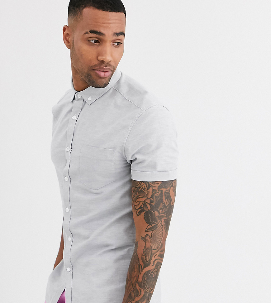 ASOS DESIGN Tall – Grå oxfordskjorta med extra smal passform