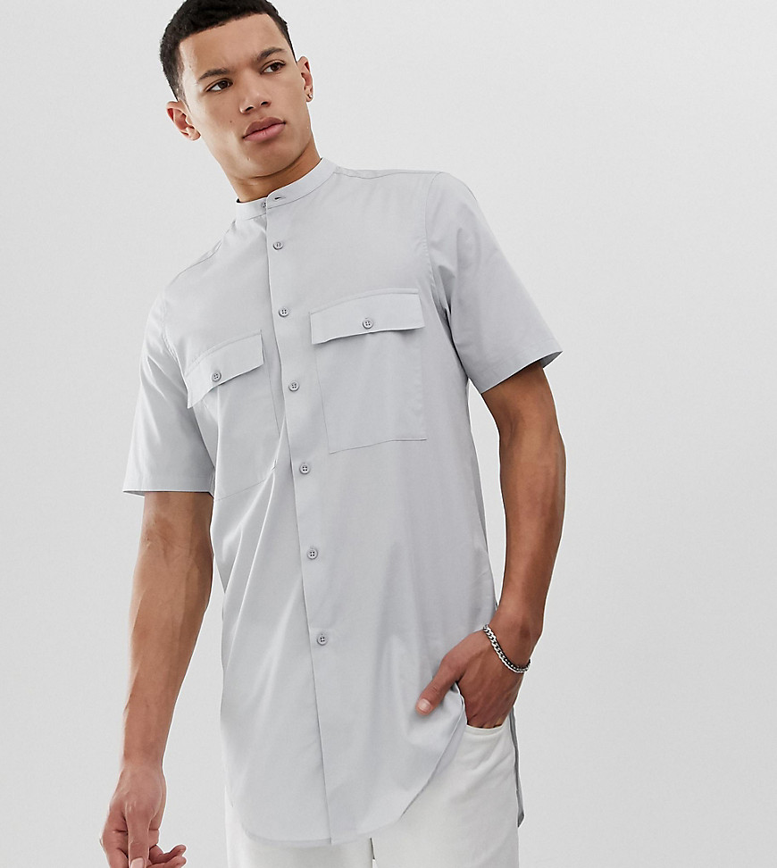 ASOS DESIGN Tall – Grå skjorta i extra longline-modell och regular fit