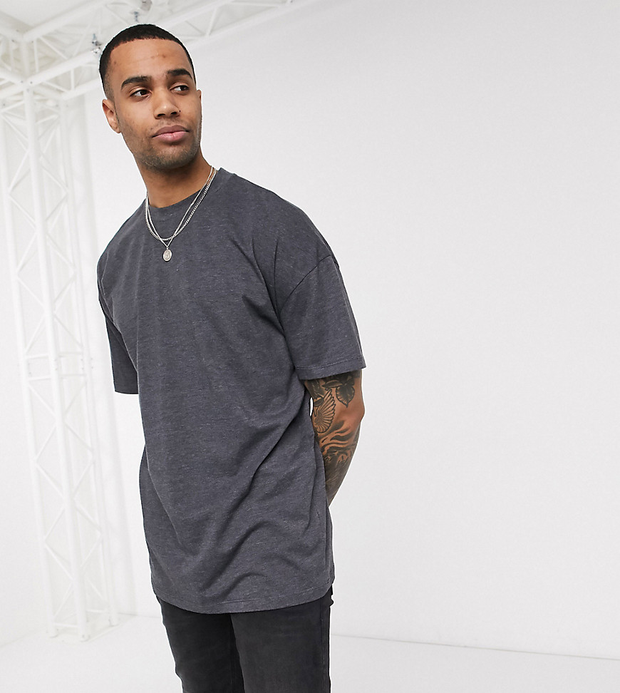 ASOS DESIGN Tall – Grå t-shirt i oversize- och longline-modell med rund halsringning