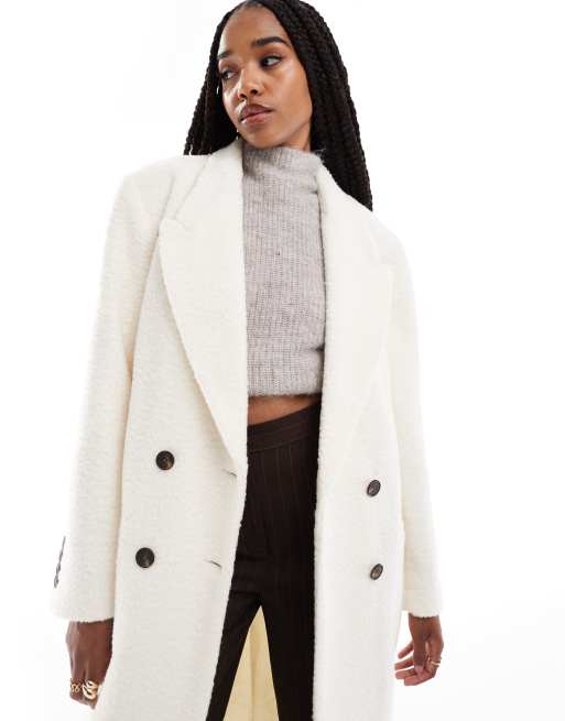 ASOS DESIGN Tall – Gräddvit, mysig kappa i bouclé och dad-modell, 3 av 4