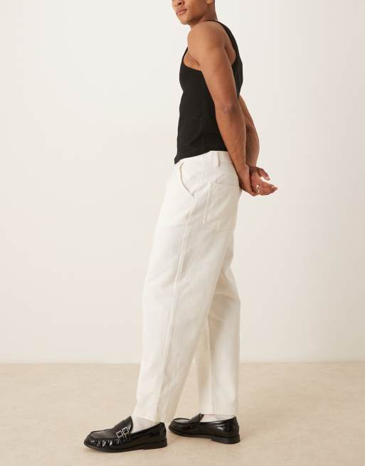 ASOS DESIGN Tall – Gräddvita avsmalnande jeans med avslappnad passform, 3 av 5