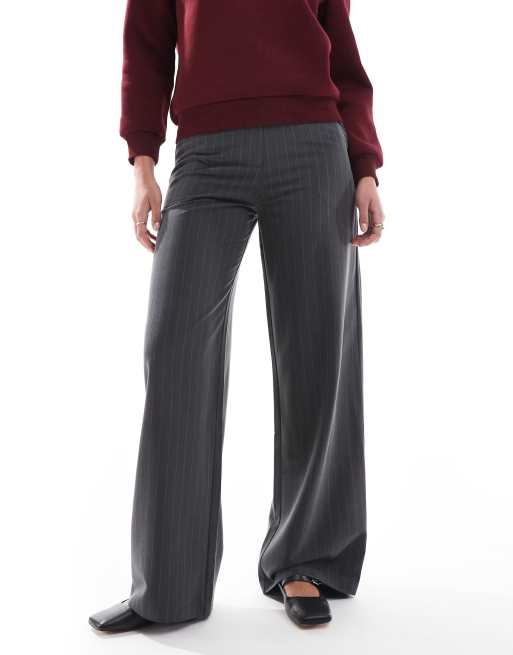 ASOS DESIGN Tall – Grafitowe eleganckie spodnie z prostymi luźnymi nogawkami w paski, 2 z 5