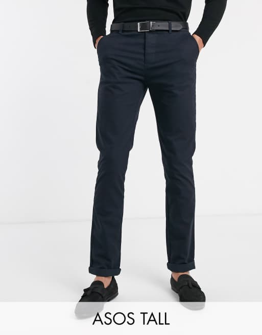 ASOS DESIGN – Tall – Granatowe chinosy o dopasowanym kroju