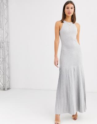 asos grey pleated dress