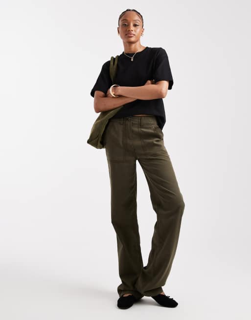 ASOS DESIGN Tall - Grønne og forvaskede samt løstsiddende bukser med lige ben