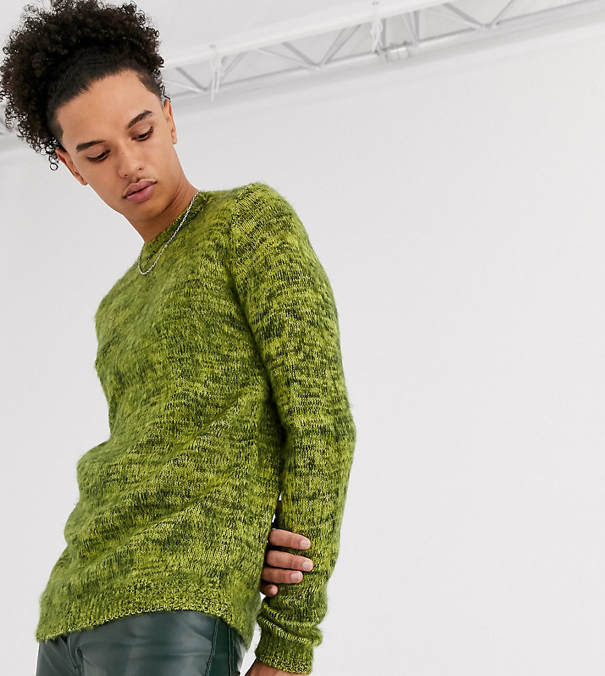 ASOS DESIGN Tall – Grön fluffig strukturstickad tröja med twist