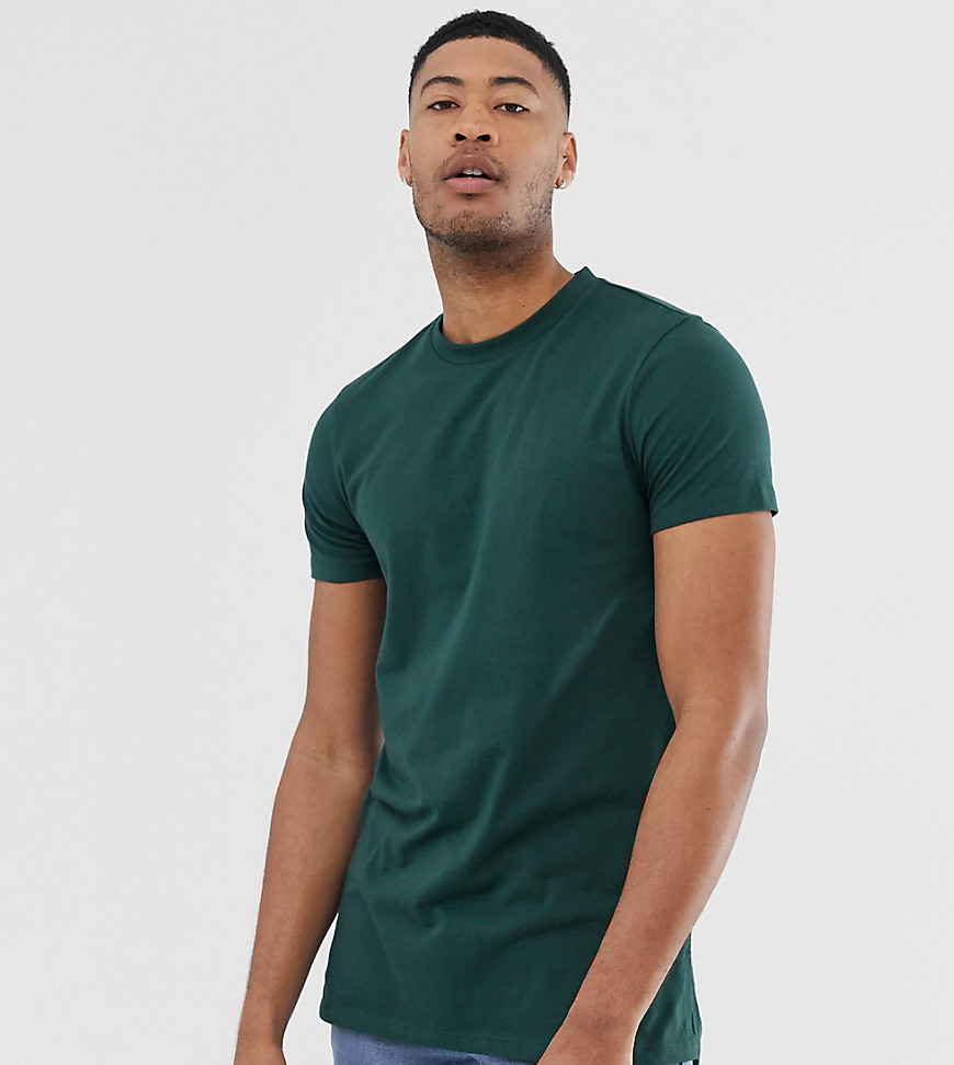ASOS DESIGN Tall – Grön t-shirt i longline-modell med sprund i sidan