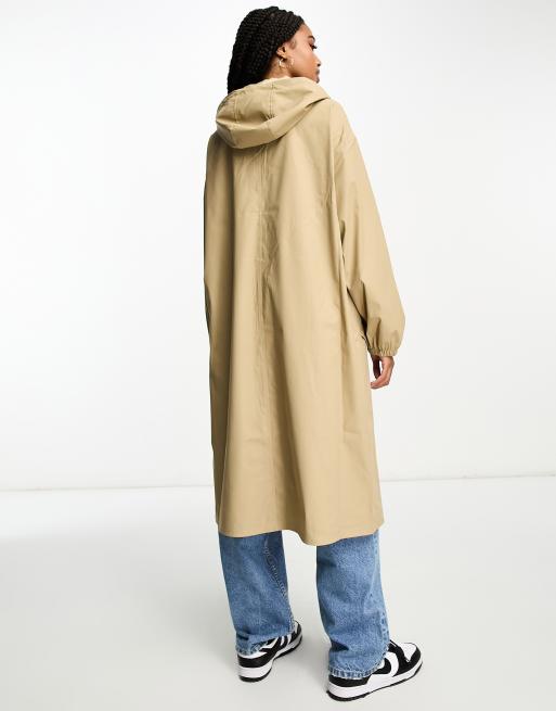 ASOS DESIGN Tall Gummierter Parka Mantel in Stein