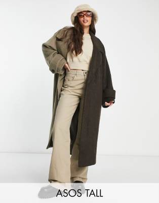 Asos Tall Asos Design Tall Smart Half And Half Oversized Coat In