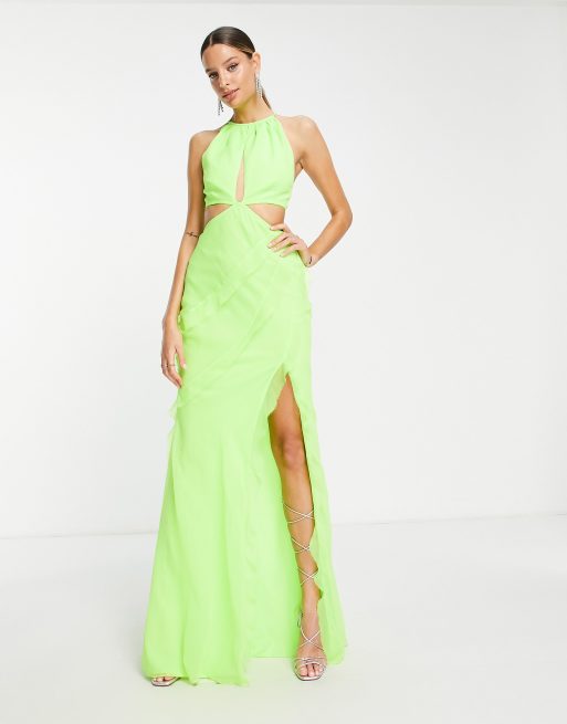 Lime green halter dress sale