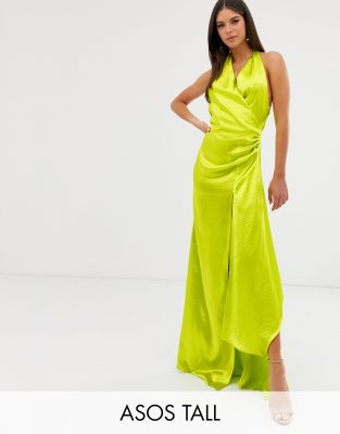 green halter maxi dress