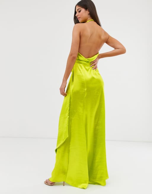 Asos design midi dress with halter neck detail in high shine satin sale