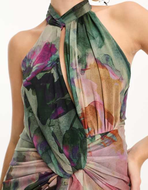 sachin and babi light blue dress Floral Print Halter Maxi S main image 1