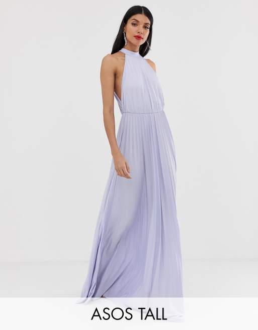 Halter pleated waisted sales maxi dress