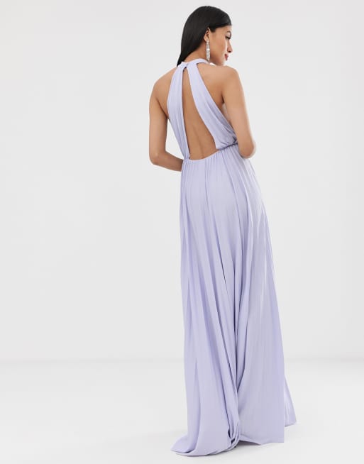 Asos design tall halter store pleated waisted maxi dress