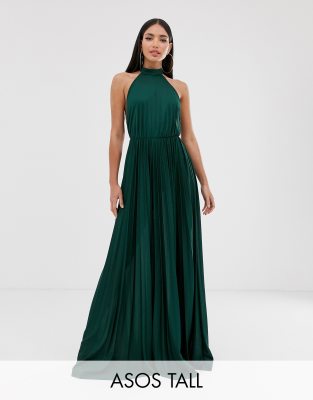 pleated green maxi dress