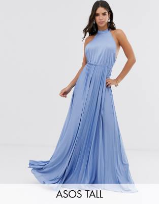 halter pleated maxi dress