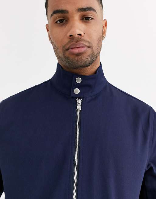 ASOS DESIGN harrington jacket with funnel neck in black