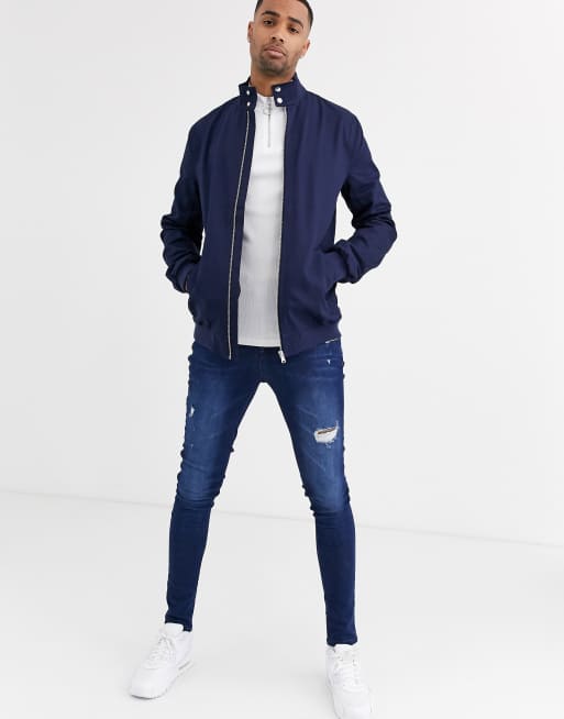 Asos design harrington jacket in clearance navy