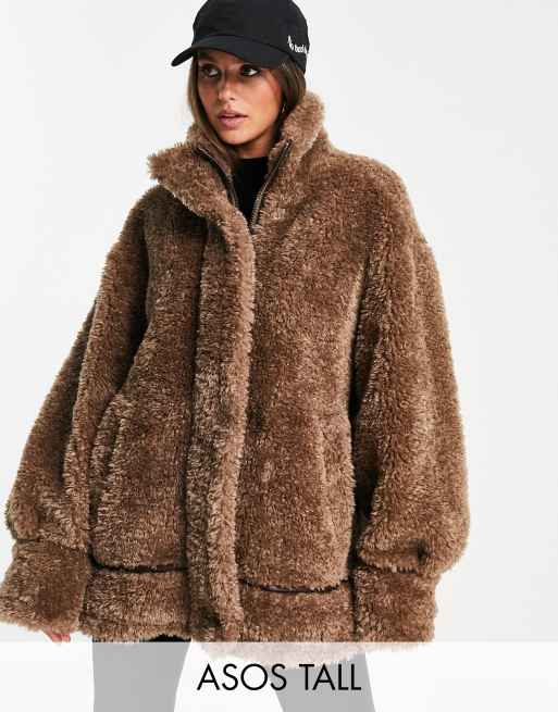 ASOS DESIGN Tall - Hero - Makkelijke borgjas in bruin         