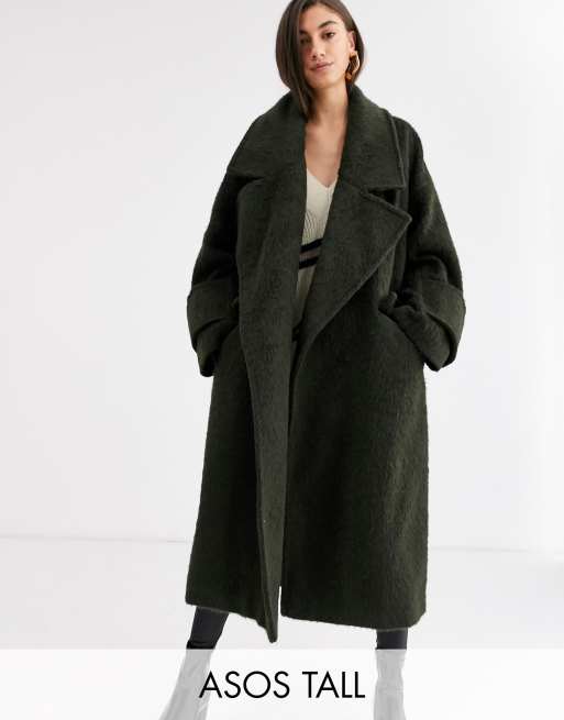 ASOS DESIGN Tall – Hero – Mantel in Khaki mit Bündchen