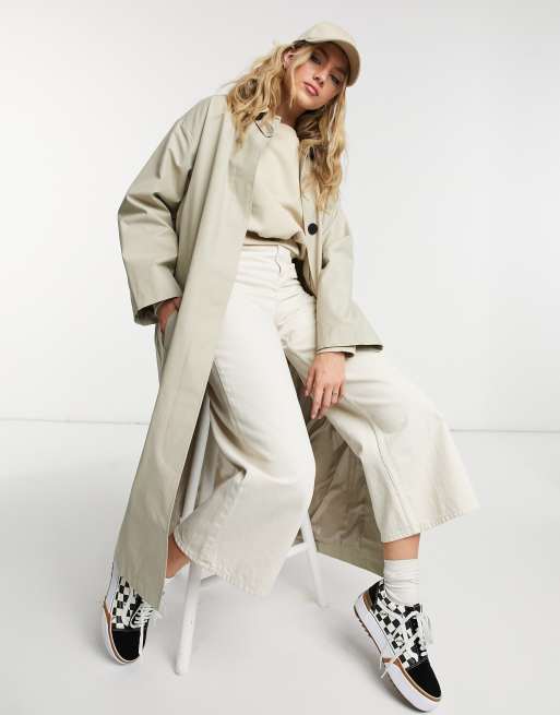 ASOS DESIGN Tall hero oversized boyfriend trench coat in stone, 4 of 4