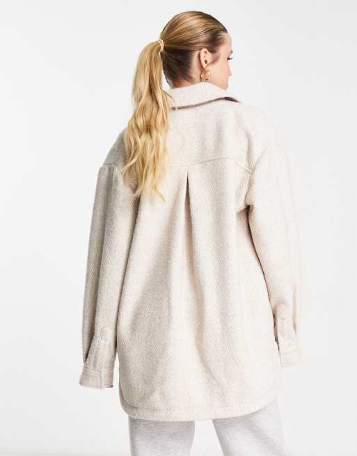 ASOS DESIGN Tall herringbone jacket in oatmeal , 4 of 4