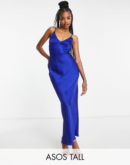 Asos blue satin clearance dress