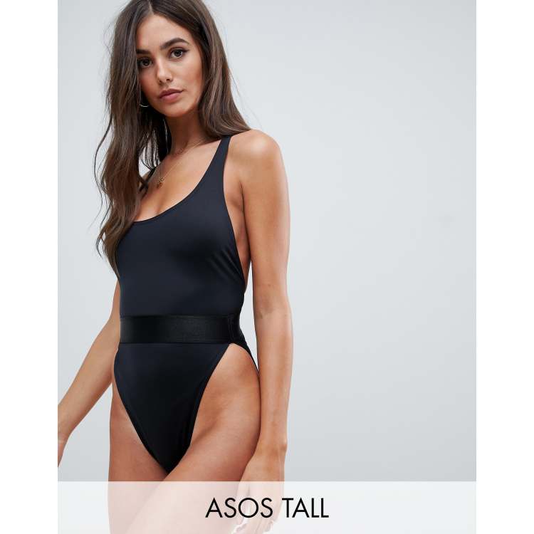 Asos high leg store elastic waist swimsuit