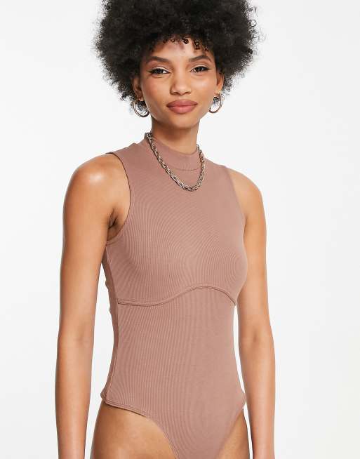 ASOS DESIGN double layer keyhole bodysuit in gold glitter